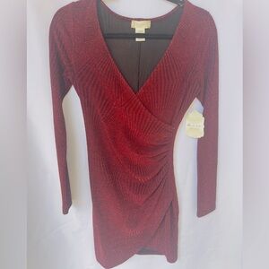Altar’d State Sparkly Bodycon Red/Maroon Long Sleeve Mini Dress Size: XS